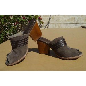 Shoes Timberland Brown Suede Open Toe Mules Block Heel Boho Hippie Women's 9.5